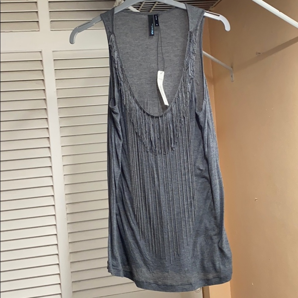 JCPenny’s She Said... charcoal Gray top